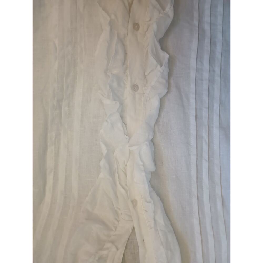 Charter Club Womens Luxury Linen Edwardian Top XS Button Cottage Old Money - Picture 3 of 9